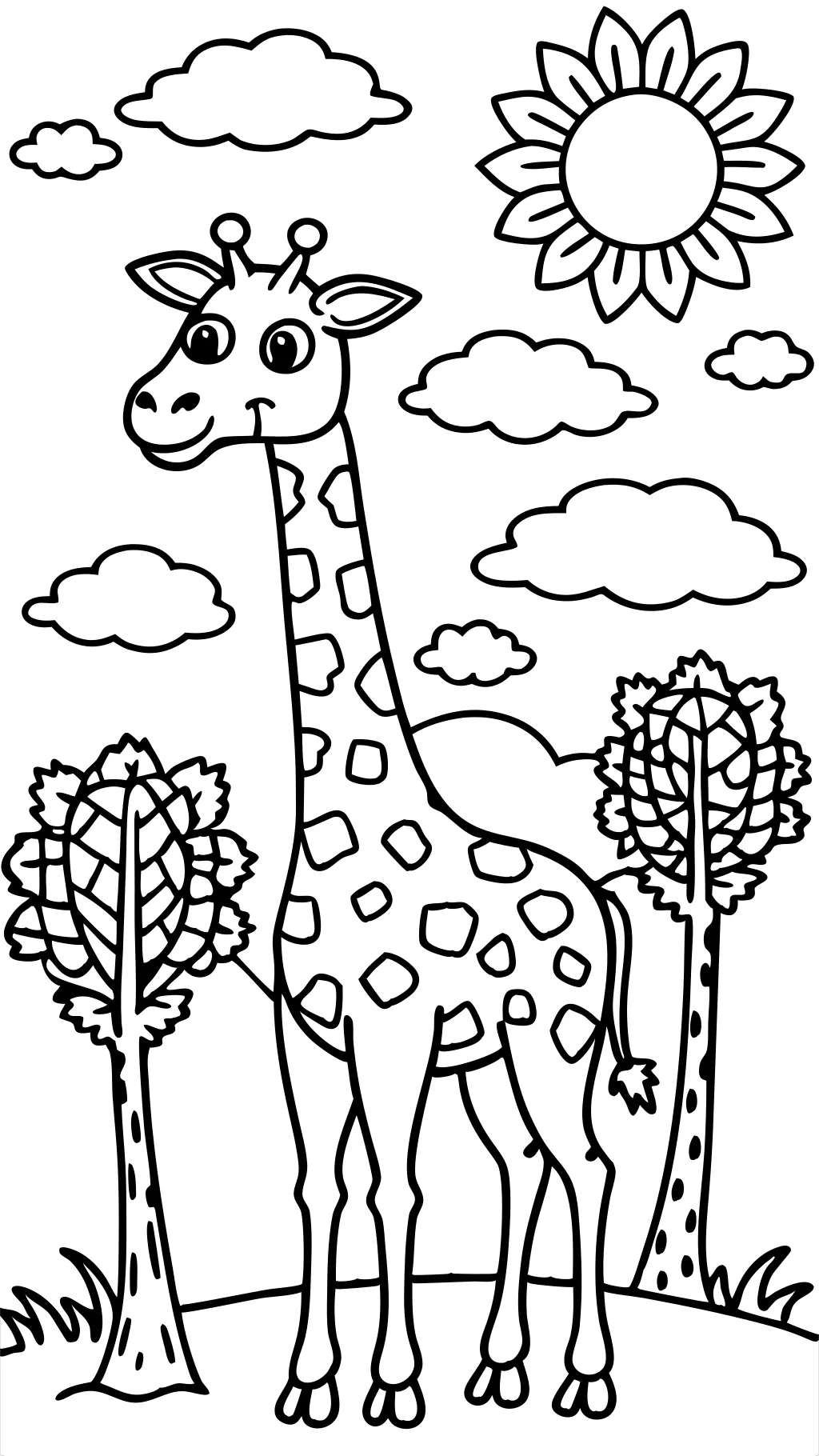 giraffe coloring book page